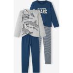 Blaue Motiv Lange Kinderschlafanzüge mit Hai-Motiv aus Baumwolle für Jungen Größe 158 2-teilig 