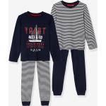 Mitternachtsblaue Motiv Vertbaudet Bio Lange Kinderschlafanzüge aus Baumwolle für Jungen Größe 158 2-teilig 