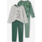 Grüne Gestreifte Lange Kinderschlafanzüge aus Jersey für Jungen Größe 116 2-teilig 