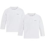 Bornino 2er-Pack Shirts Langarm weiß - Rundhalsausschnitt - Druckknöpfe an den Schultern - Reine Baumwolle - Größe 62