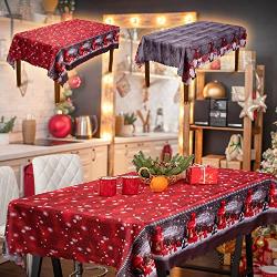 2er Pack Weihnachtstischdecke Rechteckig Groß, Weihnachtliche Tischdecke Rot, Tischabdeckung für Esstisch 180 x 150 cm (71x59in), Waschbare und Wasserabweisende Tischdecke zum Abwischen
