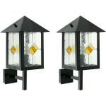 Schwarze Landhausstil etc-shop Außenwandleuchten & Außenwandlampen aus Glas E27 2-teilig 