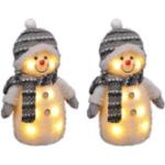 Schneemänner aus Kunststoff LED beleuchtet 2-teilig 