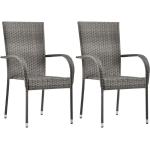 Reduzierte Graue Moderne Polyrattan Gartenstühle pulverbeschichtet aus Polyrattan Outdoor Breite 50-100cm, Höhe 50-100cm, Tiefe 50-100cm 2-teilig 