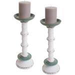 Weiße Moderne Mendler Runde Kerzenständer Sets aus Metall 2-teilig 