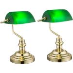 Grüne Antike Bankerlampen & Bankerleuchten aus Messing E27 