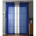 Royalblaue Unifarbene gardinenbox Schlaufenschals & Ösenschals aus Textil transparent 2-teilig 
