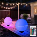 Runde Leuchtkugeln Garten mit Weihnachts-Motiv aus Acrylglas Farbwechsel | RGB Energieklasse mit Energieklasse F 2-teilig 