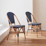 Blaue Polyrattan Gartenstühle aus Polyrattan stapelbar Breite 0-50cm, Höhe 50-100cm, Tiefe 50-100cm 2-teilig 