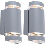 Graue etc-shop Außenwandleuchten & Außenwandlampen aus Aluminium Farbwechsel | RGB GU10 2-teilig 