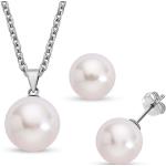 Reduzierte Weiße Perlenohrringe aus Stahl für Damen 2-teilig 
