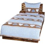 Braune Karo Landhausstil Bettwäsche Sets & Bettwäsche Garnituren mit Reißverschluss aus Fleece 155x220 2-teilig 