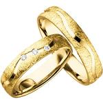 2x Eheringe Partnerringe Trauringe Verlobungsringe Freundschaftsringe Silber in Gold Plattiert mit Gravur und 3 Steinen P955-G