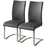 Reduzierte Graue Fredriks Freischwinger Stühle aus Leder Breite 100-150cm, Höhe 100-150cm, Tiefe 0-50cm 
