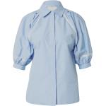 Pastellblaue Halblangärmelige Festliche Blusen aus Spitze für Damen Größe S 