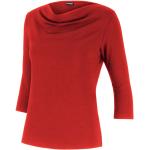 Rote 3/4-ärmelige Moya Wasserfall-Ausschnitt Wasserfall-Shirts aus Jersey für Damen 