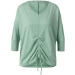 Reduzierte Hellgrüne Melierte Langärmelige TCHIBO V-Ausschnitt V-Shirts für Damen Größe L 
