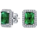 Smaragdgrüne Bling Jewelry Herzohrstecker glänzend aus Silber mit Smaragd für Damen 