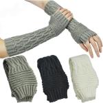 Hellgraue Fingerlose Handschuhe & Halbfinger-Handschuhe aus Baumwollmischung Handwäsche für Damen für den für den Herbst 
