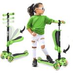 3-Rad-Roller für Kinder - Stand & Cruise Kinder/Kleinkind-Spielzeug-Klapp-Kick-Roller mit/Einstellbarer Höhe, rutschfestem Deck, blinkenden Radlichtern, für Jungen/Mädchen zwischen 2 und 12 Jahren