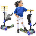 3-Rad-Roller für Kinder - Steh- und Kreuzfahrt-Kinderspielzeug Tretroller mit Verstellbarer Höhe, Rutschfester Plattform, Blinkenden Radlichtern, für Jungen/Mädchen im Alter von 2-12 Jahren - Hurtle