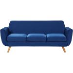 Reduzierte Marineblaue Moderne Beliani Retro Sofas aus Polyester mit Armlehne Breite 150-200cm, Höhe 150-200cm, Tiefe 50-100cm 3 Personen 