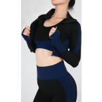 3 Stück Frauen Fitness Sport Nahtlos Yoga Sets, S / Schwarz+Blau