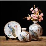 Reduzierte Vintage 23 cm Runde Vasensets 13 cm aus Keramik 3-teilig 
