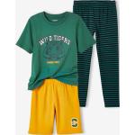 Grüne Gestreifte Vertbaudet Lange Kinderschlafanzüge aus Baumwolle für Jungen Größe 158 3-teilig 