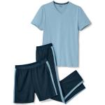Hellblaue Gestreifte TCHIBO Nachhaltige V-Ausschnitt V-Shirts aus Baumwolle für Herren Größe S 3-teilig 