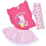 Reduzierte Rosa Motiv Peppa Wutz Kinderoutfits & Kindersets mit Schweinemotiv aus Mesh für Mädchen Größe 110 3-teilig 