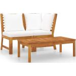 Cremefarbene Vintage L-förmige Gartenmöbel Holz aus Massivholz Breite 50-100cm, Höhe 0-50cm, Tiefe 50-100cm 3-teilig 