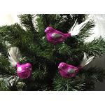 Pinke Christbaumkugeln & Weihnachtsbaumkugeln mit Tiermotiv aus Glas mundgeblasen 3-teilig 
