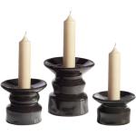 Reduzierte Schwarze 11 cm Woood Runde Kerzenständer Sets glänzend aus Keramik 3-teilig 