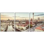 3-tlg. Leinwandbilder-Set Berlin Skyline