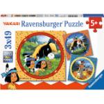 3 x 49 Teile Ravensburger Kinder Puzzle Yakari, der tapfere Indianer 08000