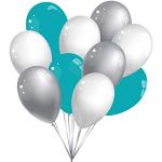30 Luftballons, je 10 Stück pro Farbe - in verschiedenen Farben - 100% Naturlatex & 100% biologisch abbaubar - twist4 (türkis/silber/weiß)