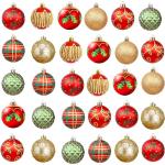 Reduzierte Rote Christbaumkugeln & Weihnachtsbaumkugeln aus Kunststoff bruchsicher 30-teilig 