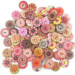 TENDYCOCO 50 Stücke 2 cm 2 Löcher holzknöpfe für Handwerk Bunte Blumen DIY knöpfe für Baby Pullover nähen Handwerk zufällige Farbe 