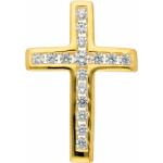 Goldene Kreuzanhänger aus Gelbgold mit Zirkonia für Damen 