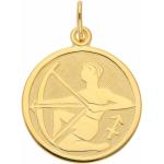 Goldene Runde Schütze-Anhänger mit Sternzeichen-Motiv aus Gelbgold für Damen 