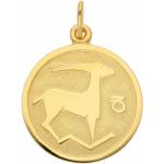Goldene Runde Steinbock-Anhänger mit Sternzeichen-Motiv aus Gelbgold für Damen 