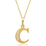 Goldene UNIQUE Buchstabenketten aus Gold mit Zirkonia für Damen 