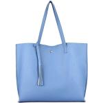 Reduzierte Blaue Unifarbene Kunststoffschultertaschen & Kunststoffshoulderbags für Damen 
