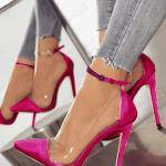 Rosa Lack-Optik Spitze High Heels & Stiletto-Pumps aus Lackleder für Damen Größe 47 