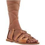 Beige Römersandalen & Gladiator Sandalen mit Schnürsenkel aus Leder leicht für Damen Größe 36 für den für den Sommer 