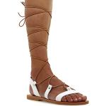 Weiße Römersandalen & Gladiator Sandalen mit Schnürsenkel aus Leder für Damen Größe 36 für den für den Sommer 