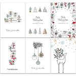 Reduzierte Braune Weihnachtskarten-Sets mit Tiermotiv DIN A6 aus Papier 36-teilig 