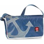 Blaue Unifarbene 360Grad Barkasse Messenger Bags & Kuriertaschen aus Glattleder mit Laptopfach für Damen 