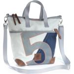 360 Grad Deern Mini Damen Handtasche Segeltuch weiß-blau, Zahl hellgrau